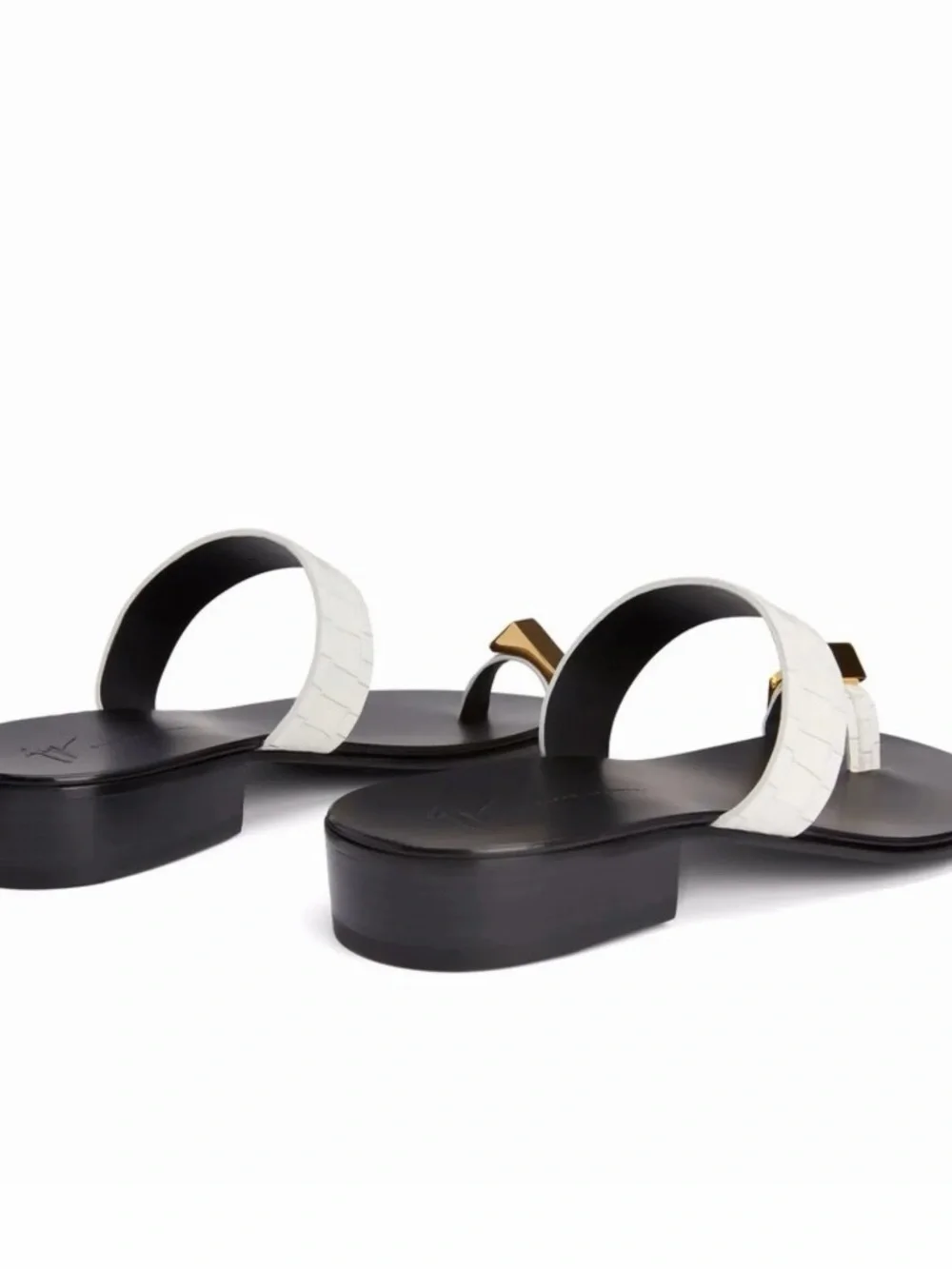 Giuseppe Zanotti White Croc-Embossed Toe-Ring Slide with  display picture 3